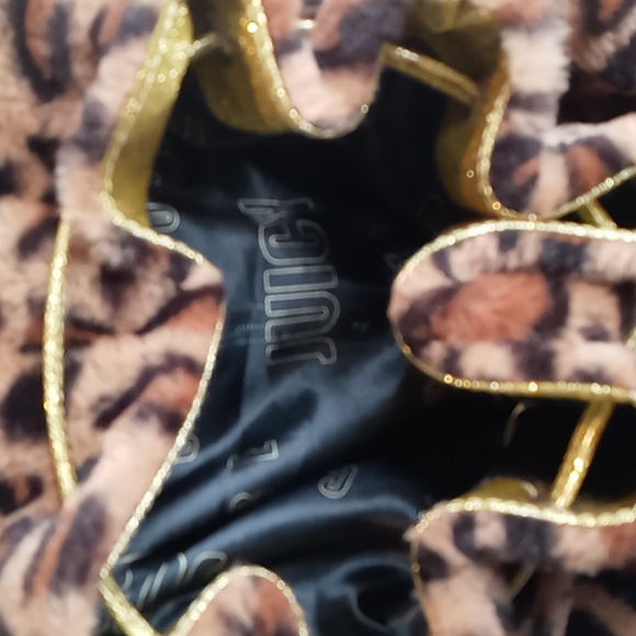 Juicy Couture -Faux Fur Cheetah Backpack w/Gold Sequins - Brown Tan Gold - Picture 6 of 11